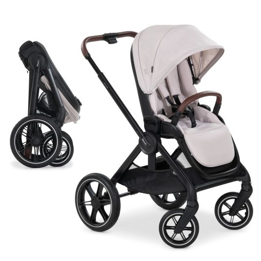 Hauck 4in1 Kinderwagen-Set Walk N Care Trio Set inkl. i-Size Babyschale & Isofix Base & XXL Zubehörset - Beige