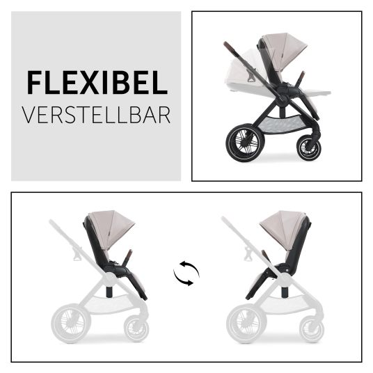 Hauck 4in1 Kinderwagen-Set Walk N Care Trio Set inkl. i-Size Babyschale & Isofix Base & XXL Zubehörset - Beige