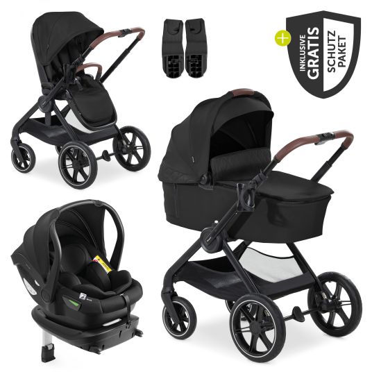 Hauck Set di passeggini 4in1 Walk N Care Trio Set con seggiolino auto i-Size e base Isofix e set di accessori XXL - Nero