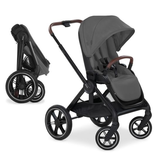 Hauck 4in1 stroller set Walk N Care Trio Set incl. i-Size infant car seat & Isofix Base & XXL accessory set - Dark Grey