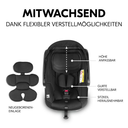 Hauck 4in1 Kinderwagen-Set Walk N Care Trio Set inkl. i-Size Babyschale & Isofix Base & XXL Zubehörset - Dark Grey