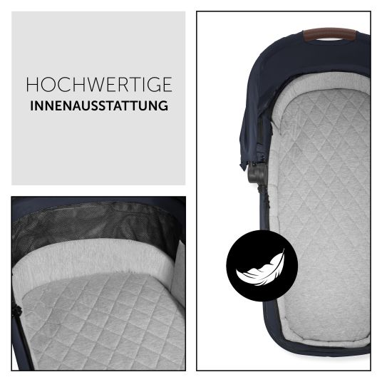 Hauck 4in1 Kinderwagen-Set Walk N Care Trio Set inkl. i-Size Babyschale & Isofix Base & XXL Zubehörset - Dark Navy Blue