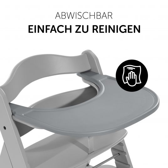 Hauck 5-tlg. Essbrett-Set für Alpha Plus - Click Tray + Sitzkissen + GRATIS 2x Silikon-Teller - Grey Muslin Mint