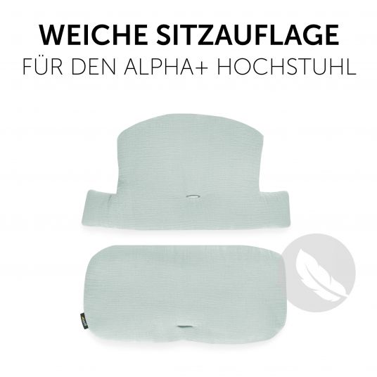Hauck 5-tlg. Essbrett-Set für Alpha Plus - Click Tray + Sitzkissen + GRATIS 2x Silikon-Teller - Grey Muslin Mint