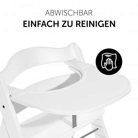 Hauck 5-tlg. Essbrett-Set für Alpha Plus - Click Tray + Sitzkissen + GRATIS 2x Silikon-Teller - White Muslin Rose