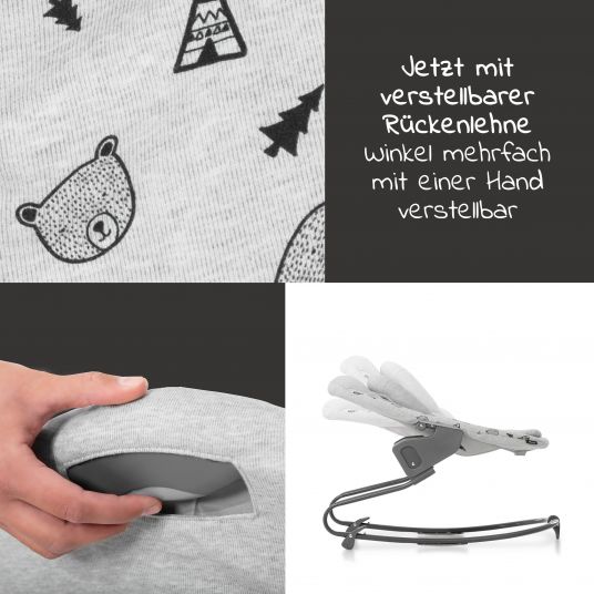 Hauck Alpha Move Natur Newborn Set - 5-tlg. Hochstuhl + Aufsatz & Wippe Premium, Essbrett, Sitzkissen - Nordic Grey