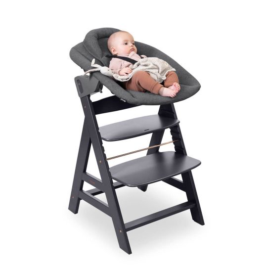 Hauck Alpha Plus Dark Grey Newborn Set - Hochstuhl + Neugeborenenaufsatz