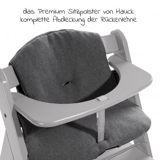 Hauck Alpha Plus Grey Newborn Set - 4-piece high chair + attachment & rocker Premium Jersey Charcoal + seat cushion