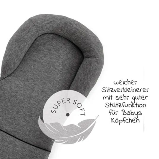 Hauck Alpha Plus Grey 4-tlg. Newborn Set - Hochstuhl + 2in1 Neugeborenen-Aufsatz & Wippe + Hochstuhlauflage - Jersey Charcoal