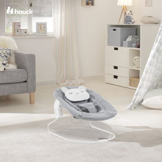 Hauck Alpha Plus Grey 4-piece Newborn Set Pastel Bear - highchair + newborn attachment & bouncer + Nordic Grey seat cushion