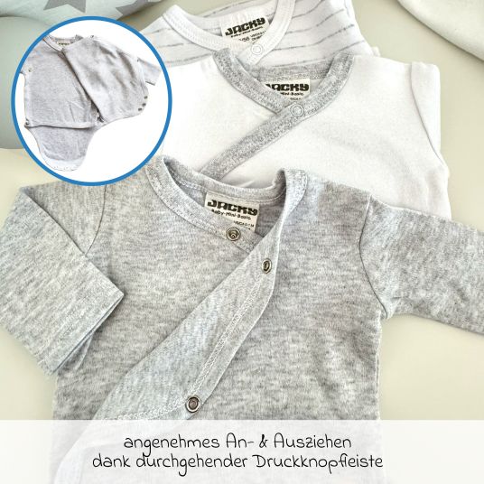 Hauck Alpha Plus Grey 7-tlg. Newborn Set - Hochstuhl + 2in1 Neugeborenen-Aufsatz & Wippe + Sitzpolster + GRATIS Wickelbody 3er Pack - Stretch Grey