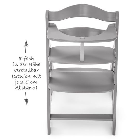 Hauck Alpha Plus Grey Newborn Set Pastel Bear - 4 pcs High Chair + Newborn Attachment + Seat Cushion Grey