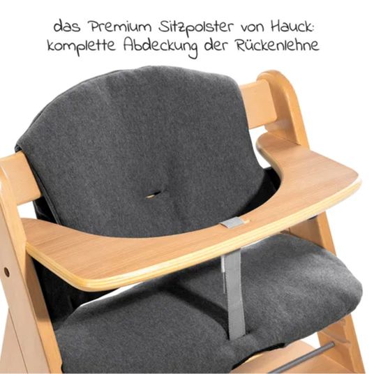 Hauck Alpha Plus Nature 4-piece Newborn Set - Highchair + 2in1 Newborn Attachment & Rocker + Highchair Cushion - Jersey Charcoal