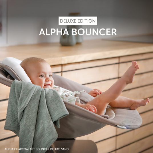 Hauck Alpha Plus Natur Newborn Set Deluxe - 4-tlg. Hochstuhl + 2in1 Neugeboreneneinsatz (verstellbar) + Sitzpolster
