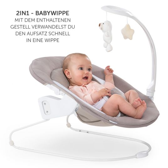Hauck Alpha Plus Natur Newborn Set Deluxe - 4-tlg. Hochstuhl + Neugeborenenaufsatz (Rückenlehne verstellbar) + Sitzkissen