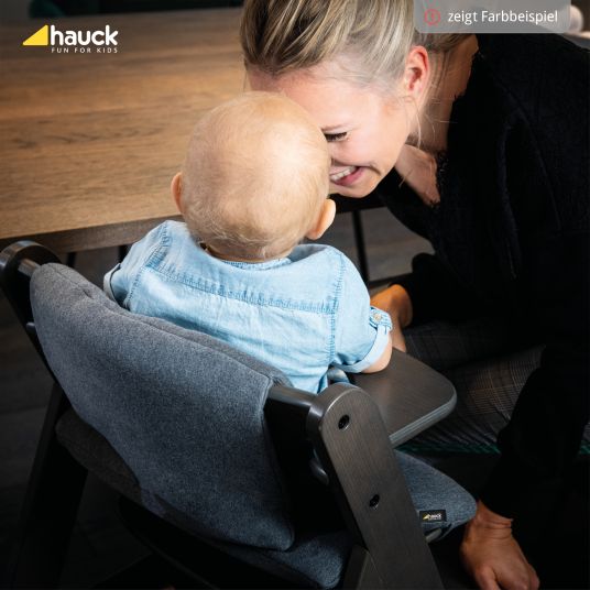 Hauck Alpha Plus Select Charcoal 4-tlg. Newbornset Light Grey - Hochstuhl + Neugeborenenaufsatz & Wippe + Sitzkissen Nordic Grey