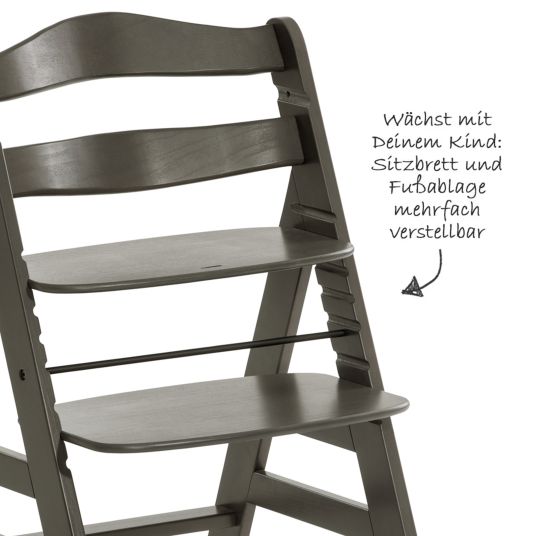 Hauck Alpha Plus Select Charcoal 4-piece Newborn Set Pastel Bear - high chair + newborn attachment + seat cushion Nordic Grey