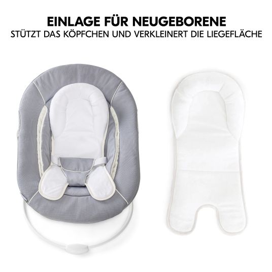 Hauck Alpha Plus Select Dark Grey 4-piece Newborn Set - Highchair + 2in1 Baby Attachment & Rocker + Seat Cushion - Stretch Grey