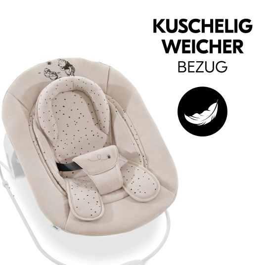 Hauck Alpha Plus Walnut 4-tlg. Newborn Set - Disney Pooh - Hochstuhl + Neugeboreneneinsatz & Wippe + Sitzpolster