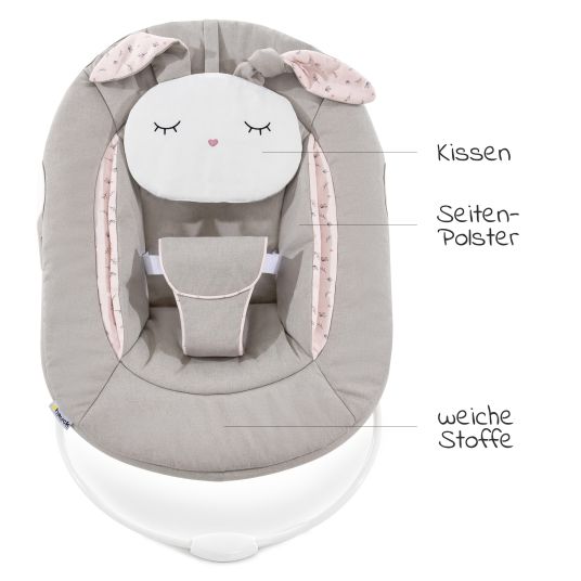 Hauck Alpha Plus Walnut Newborn Set Powder Bunny - 4-tlg. Hochstuhl + Neugeborenenaufsatz + Sitzkissen Beige