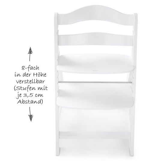 Hauck Alpha Plus Weiß Newborn Set Deluxe - 4-tlg. Hochstuhl + Neugeborenenaufsatz Grey (Rückenlehne verstellbar) + Sitzkissen