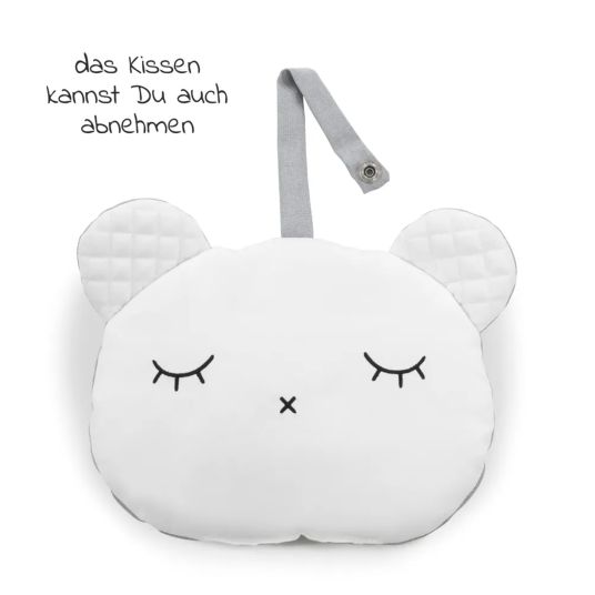 Hauck Alpha Plus White 4-tlg. Newborn Set Pastell Bear - Hochstuhl + Neugeborenenaufsatz + Sitzkissen Nordic Grey