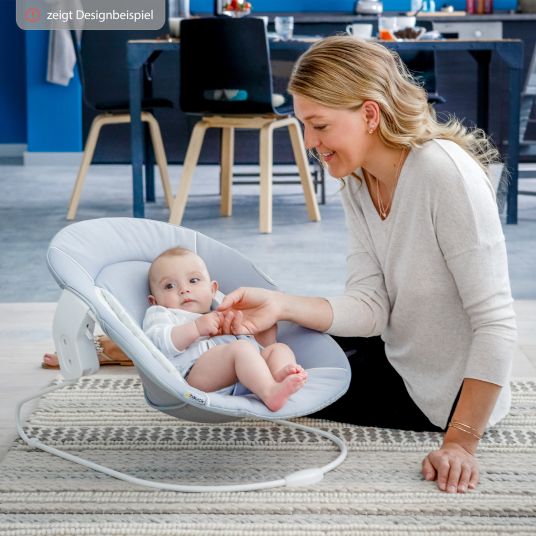 Hauck Alpha Plus White 4-tlg. Newborn Set Rainbow - Hochstuhl + Neugeborenenaufsatz & Wippe + Sitzkissen Nordic Grey