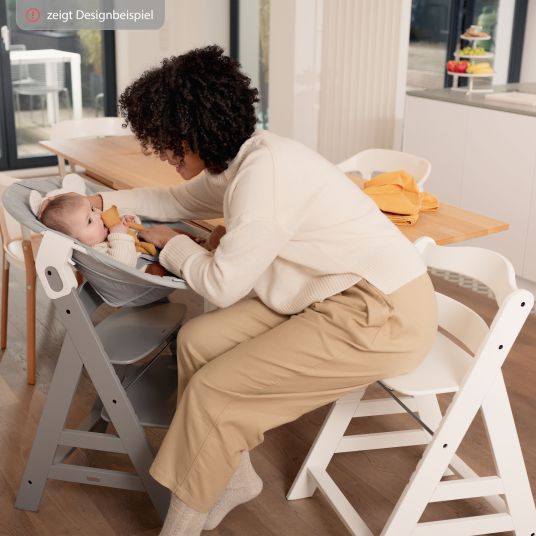 Hauck Alpha Plus White 4-piece Newborn Set Rainbow - high chair + newborn attachment & rocker + Nordic Grey seat cushion