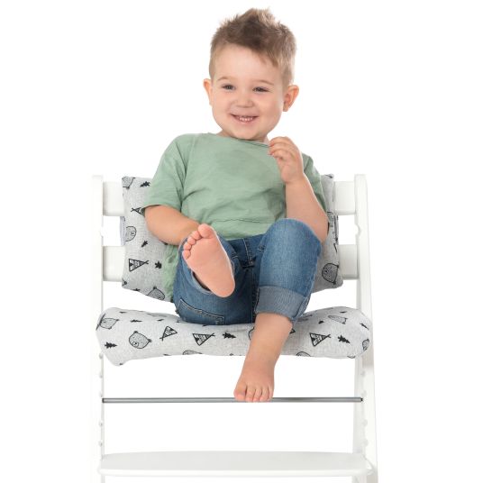 Hauck Alpha Plus White 4-piece Newborn Set Rainbow - high chair + newborn attachment & rocker + Nordic Grey seat cushion