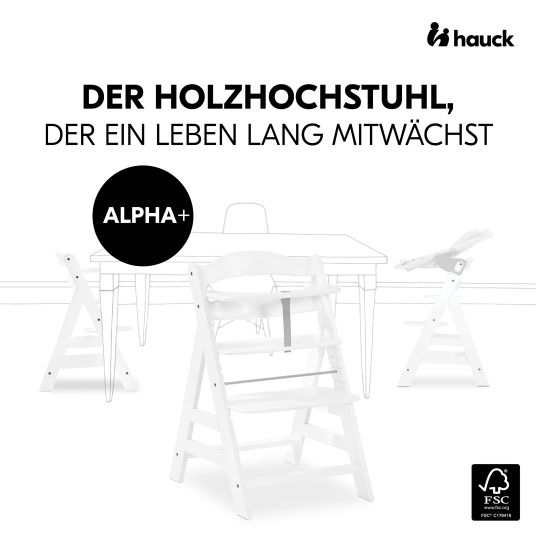 Hauck Alpha Plus White Set neonato 4 pezzi Grigio chiaro - seggiolone + aggancio neonato e sdraietta + cuscino di seduta Grigio Nordico