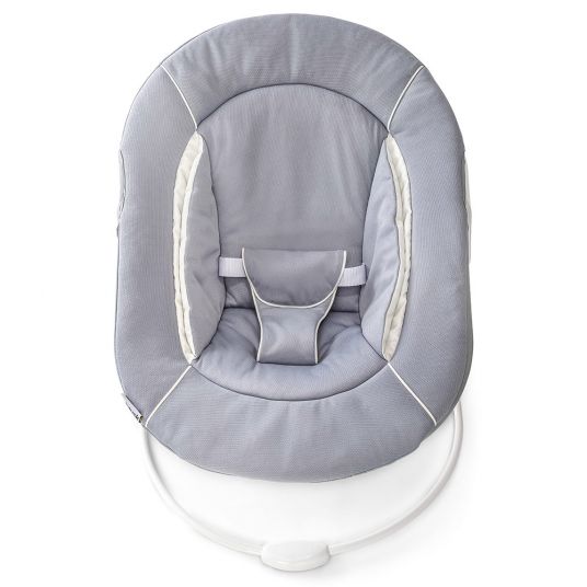 Hauck Alpha Plus White Newborn Set - 4-tlg. Hochstuhl + Neugeboreneneinsatz & Wippe Stretch Grey + Sitzpolster