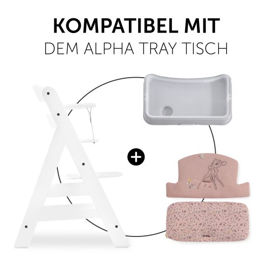 Hauck Alpha Plus White Newborn Set Bambi Rose - 4-tlg. Hochstuhl + Neugeborenenaufsatz + Sitzkissen