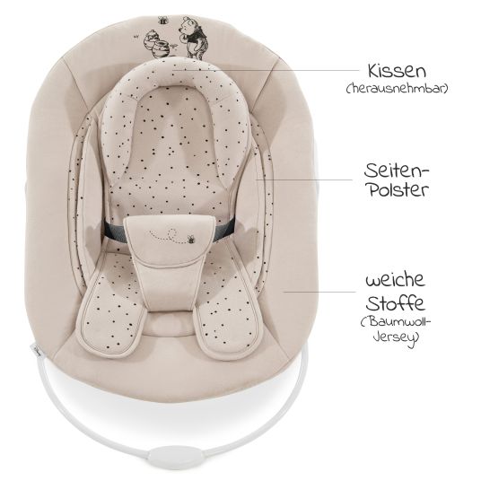 Hauck Alpha Plus White Newborn Set Pooh Beige - 4-tlg. Hochstuhl + Neugeborenenaufsatz + Sitzkissen