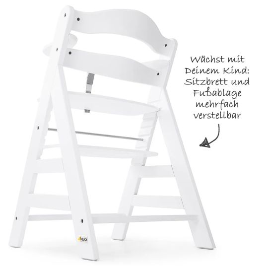 Hauck Alpha Plus White 4-piece Newborn Set Powder Bunny - high chair + newborn attachment + seat cushion beige