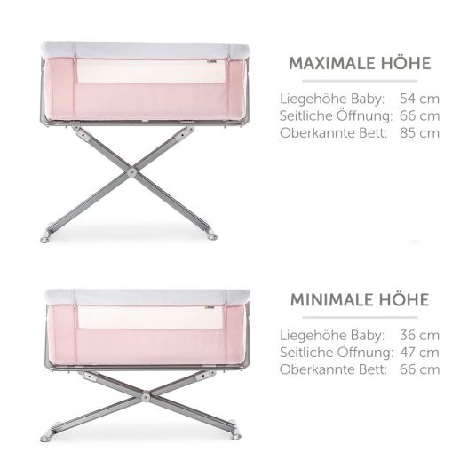 Hauck Baby side bed - Face to Me (also suitable for box spring beds) - Pink