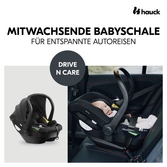 Hauck Babyschale Drive N Care i-Size ab Geburt bis 13 kg (40 - 87 cm) + GRATIS Schutzpaket, Einschlagdecke & Fehn Spielzeug-Set - Orchidee