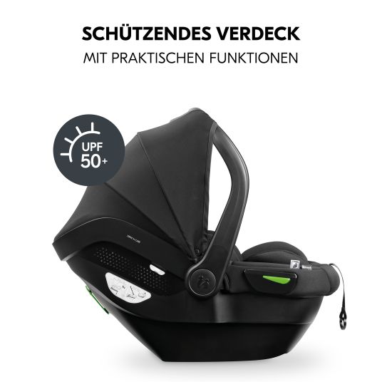 Hauck Babyschale Drive N Care i-Size ab Geburt bis 13 kg (40 - 87 cm) + GRATIS Schutzpaket, Einschlagdecke & Fehn Spielzeug-Set - Orchidee