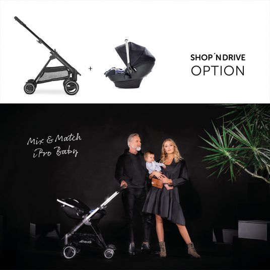 Hauck iPro Baby - i-Size (dalla nascita ai 18 mesi) con riduttore di seduta e cappottina parasole - Caviar