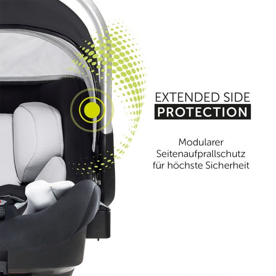 Hauck Babyschale iPro Baby - i-Size (ab Geburt bis 18 Monate) inkl. Sitzverkleinerer und Sonnenverdeck - Caviar