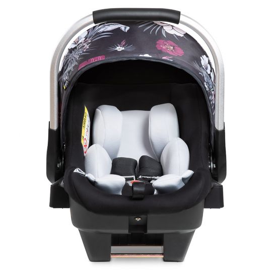 Hauck Babyschale iPro Baby - i-Size (ab Geburt bis 18 Monate) inkl. Sitzverkleinerer und Sonnenverdeck - Wild Blooms Black