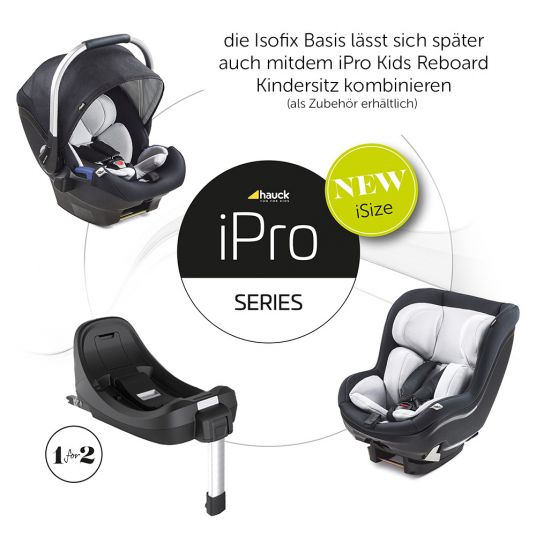 Hauck Seggiolino auto iPro Baby incl. base Isofix iPro Base - i-Size (dalla nascita ai 18 mesi) incl. riduttore di seduta - Caviar