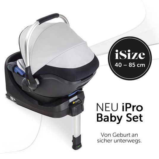 Hauck Seggiolino auto iPro Baby incl. base Isofix iPro Base - i-Size (dalla nascita a 18 mesi) incl. riduttore di seduta - Lunar