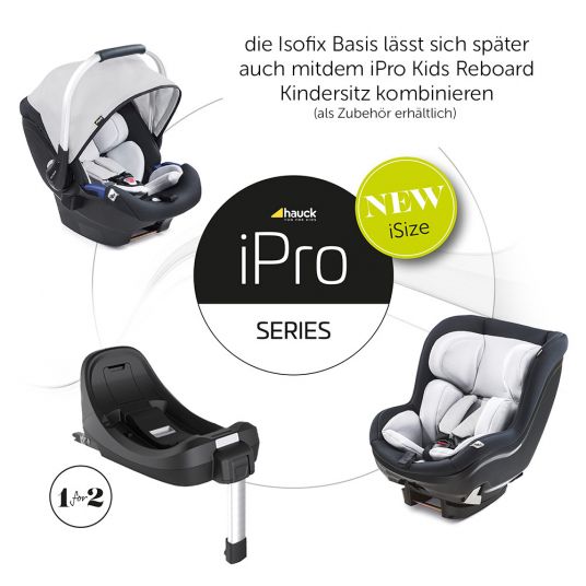 Hauck Babyschale iPro Baby inkl. Isofix Basis iPro Base - i-Size (ab Geburt bis 18 Monate) inkl. Sitzverkleinerer - Lunar