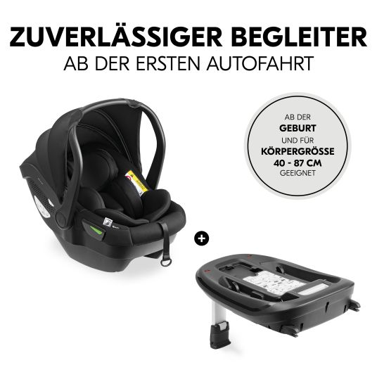 Hauck Set seggiolino auto Drive N Care Set i-Size (40 - 87 cm) con base Isofix + pacchetto di protezione GRATUITO, coperta e set di giocattoli Fehn - Orchidea