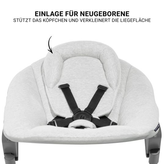 Hauck Beta Plus Dark Grey 5-tlg. Newborn Set - Hochstuhl + 2in1 Neugeborenen-Aufsatz & Wippe + Essbrett + Sitzkissen