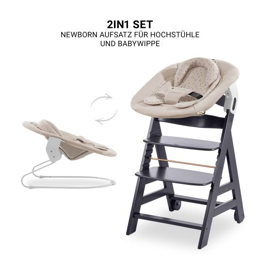 Hauck Beta Plus Dark Grey 5-piece Newborn Set - Highchair + 2in1 newborn attachment & bouncer + feeding board + seat cushion - Disney - Winnie the Pooh Beige