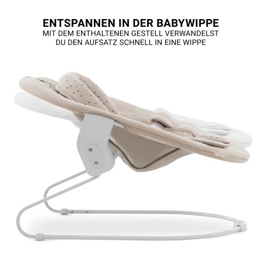 Hauck Beta Plus Dark Grey 5-tlg. Newborn Set - Hochstuhl + 2in1 Neugeborenen-Aufsatz & Wippe + Essbrett + Sitzkissen - Disney - Winnie the Pooh Beige