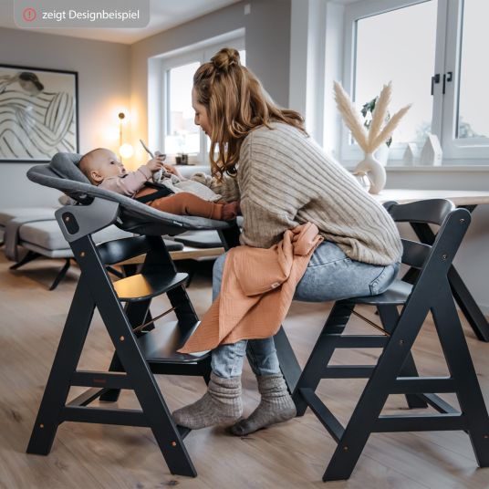 Hauck Beta Plus Dark Grey 5-piece Newborn Set - Highchair + 2in1 newborn attachment & bouncer, feeding board, seat cushion - Stretch Beige