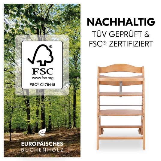 Hauck Beta Plus Natural 5-piece newborn set - high chair + 2in1 newborn attachment & bouncer deluxe + feeding board + seat cushion - sand