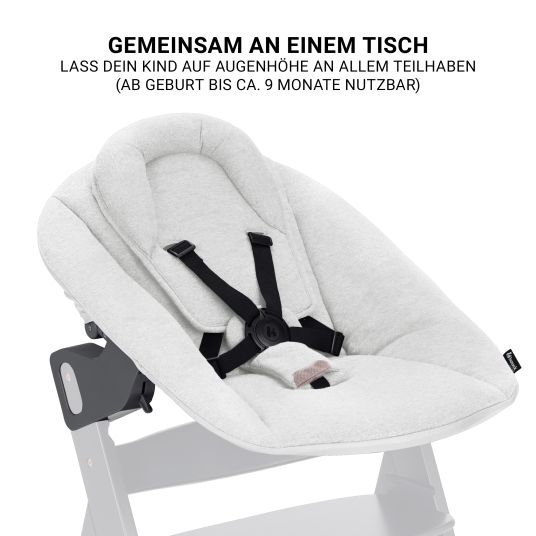 Hauck Beta Plus Natural 5-tlg. Newborn Set - Hochstuhl + 2in1 Neugeborenen-Aufsatz & Wippe + Essbrett + Sitzkissen